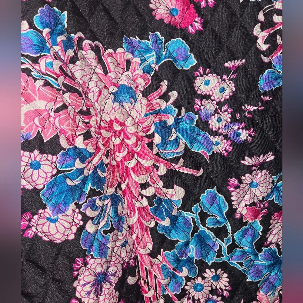 SilkLand Vibrant Floral Silk Coat, Beading, Artsy, Asain, Size XL - Picture 8 of 9